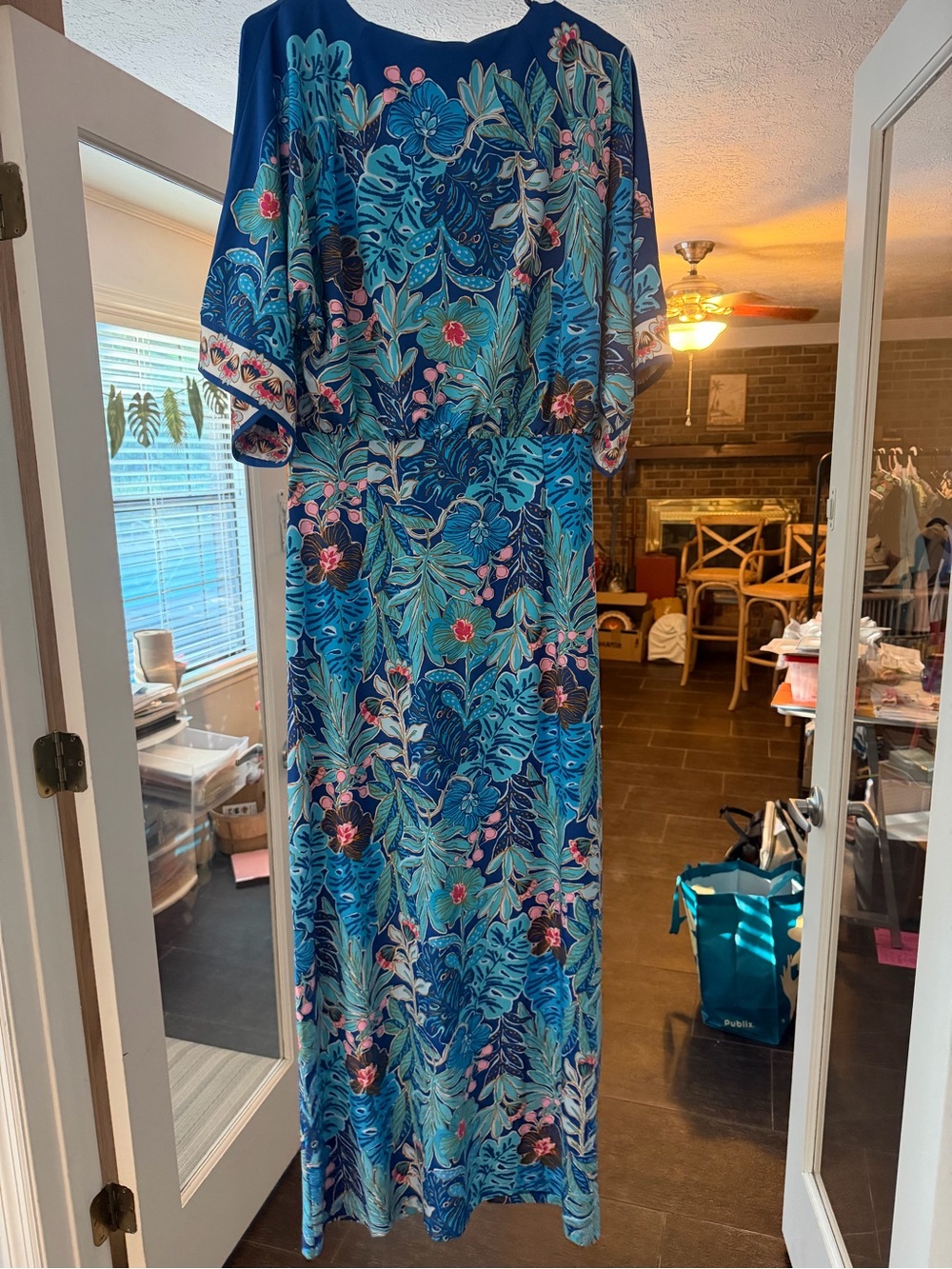 Lilly Pulitzer Blue Floral V-Neck Dress - Picture 7 of 7